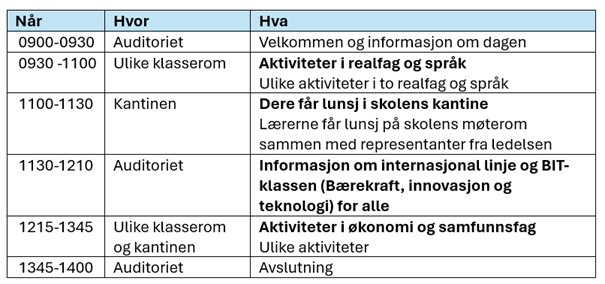 program for hospitering - Klikk for stort bilde
