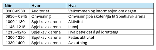 program for hospitering - Klikk for stort bilde